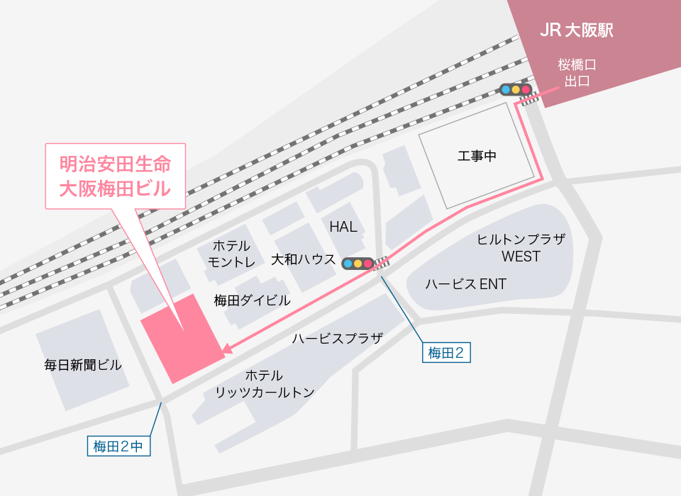 JR大阪駅からのルート